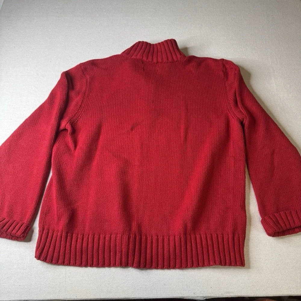 Polo Ralph Lauren Mens Red 1/4 Zip Pullover Tight Knit Sweater XL 100% Cotton